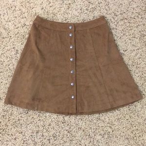 Suede button down skirt